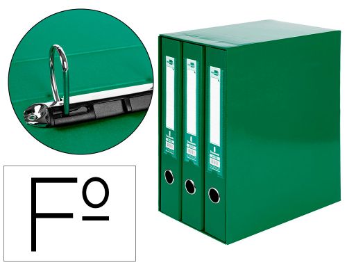 Modulo de 3 pastas de arquivo liderpapel 2 aneis folio lombada 60 mm verde , Liderpapel , 21152 , 8423473211520